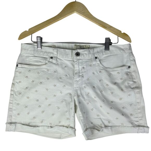 Lucky Brand Pants - Lucky Brand White Embroidered Star Denim Laguna Shorts Women's 8 / 29 Zip Fly